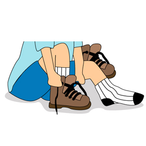putting on shoes clip art