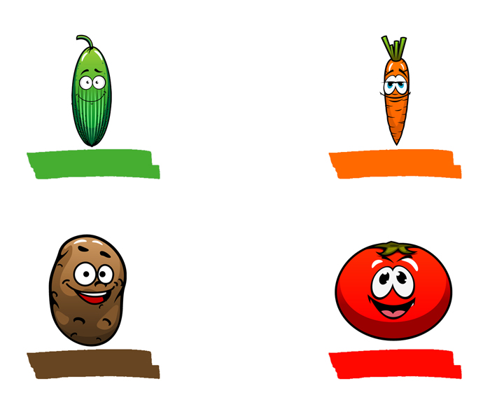 cucumber, carrot, potatoes, tomato